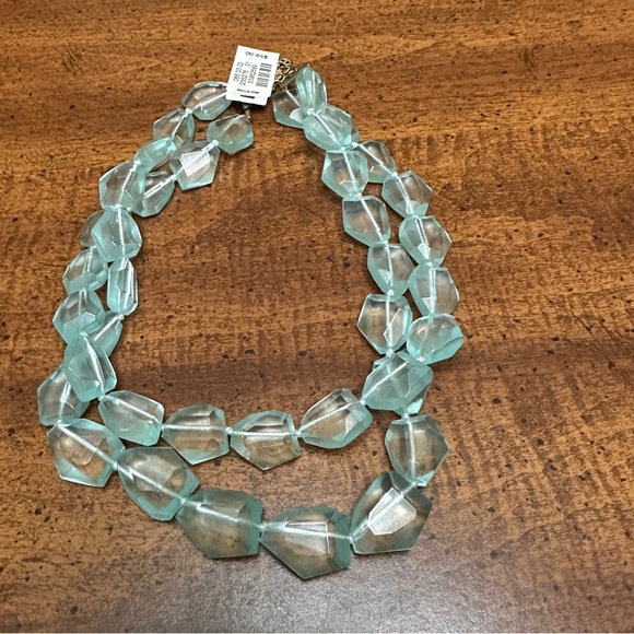 Talbots‎ Beaded 19” Necklace Faux Aquamarine Blue Green Reg $59 - Picture 3 of 5